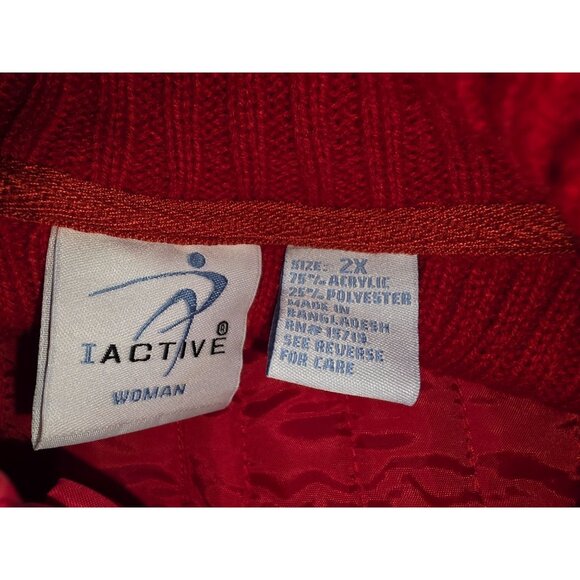 Iactive Womans Red Quilted Jacket 2X Acrylic & Polyester Blend - Picture 5 of 7